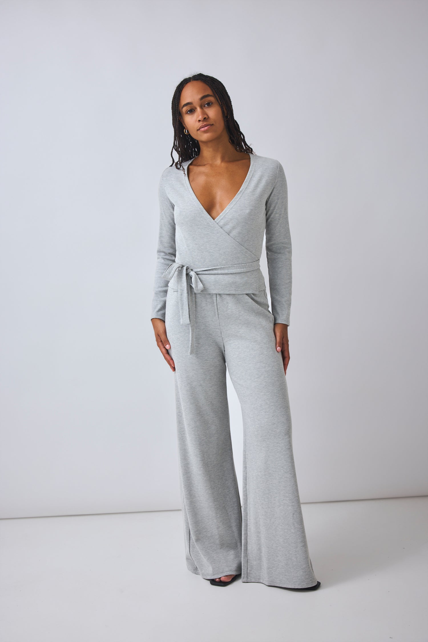 Wide Leg Pants Bessy - grey melange