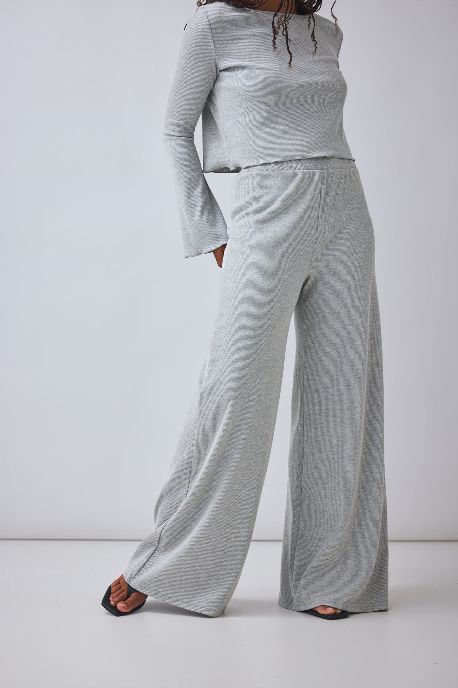 Wide Leg Pants Bessy - grey melange