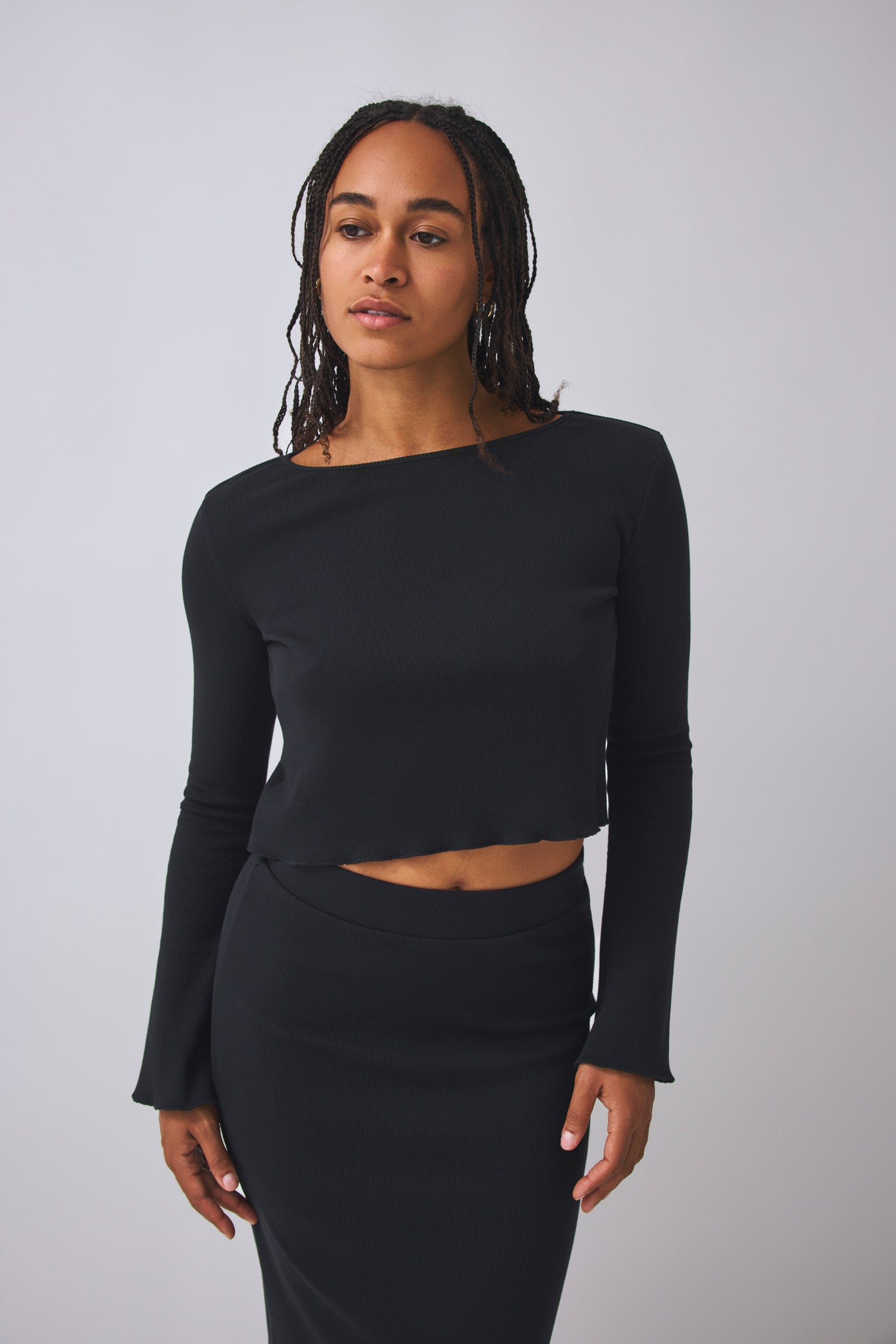 Cropped Shirt Bamika - black | PRE-ORDER Ende September