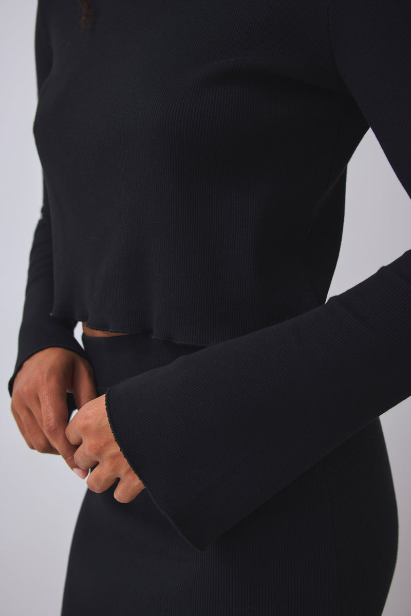 Cropped Shirt Bamika - black | PRE-ORDER Ende September