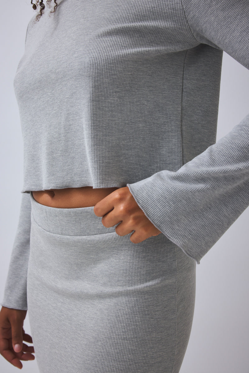 Cropped Shirt Bamika - grey melange