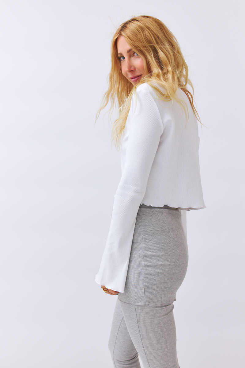 Cropped Shirt Bamika - white