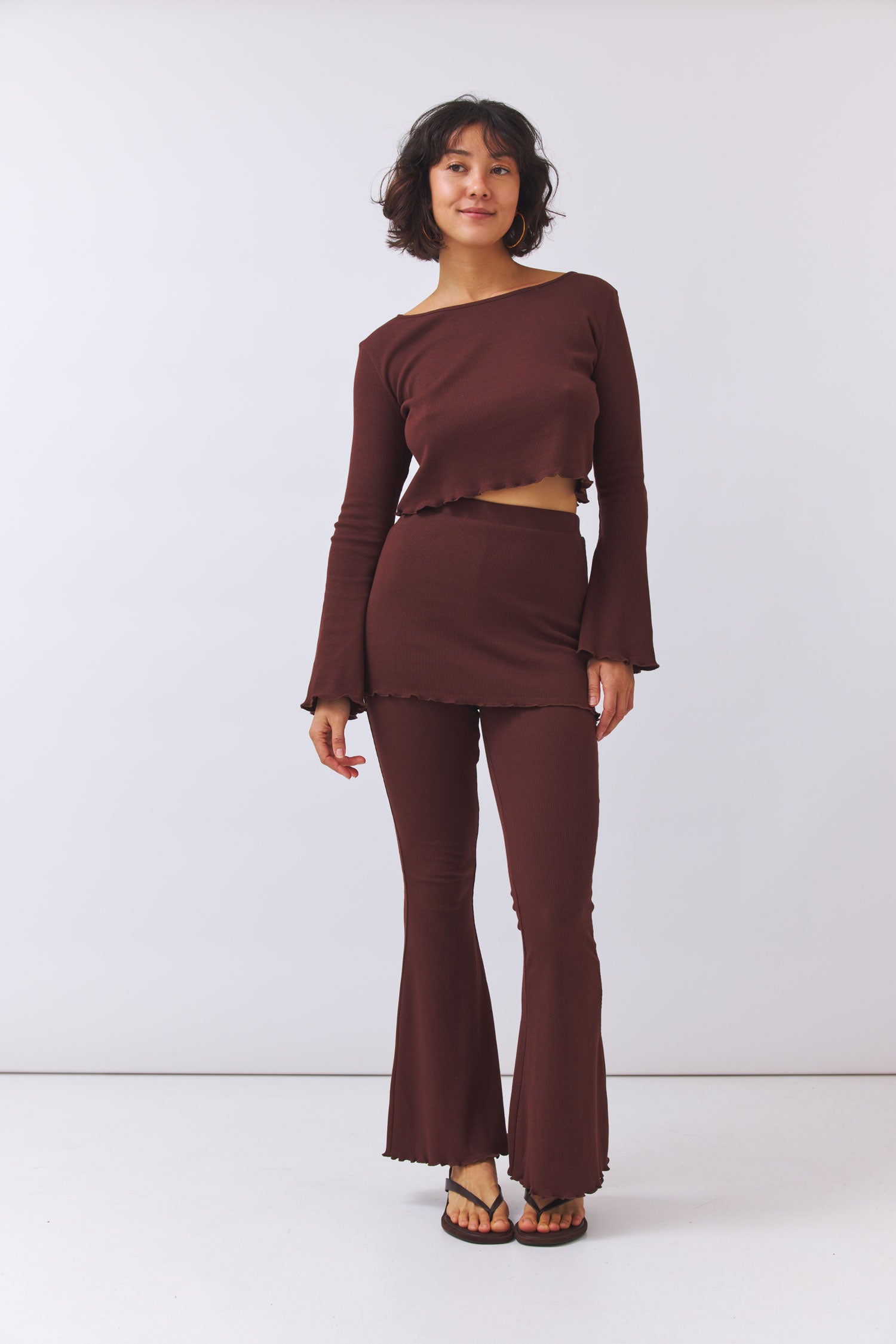 Skirt Flared Pants Batari - dark chocolate