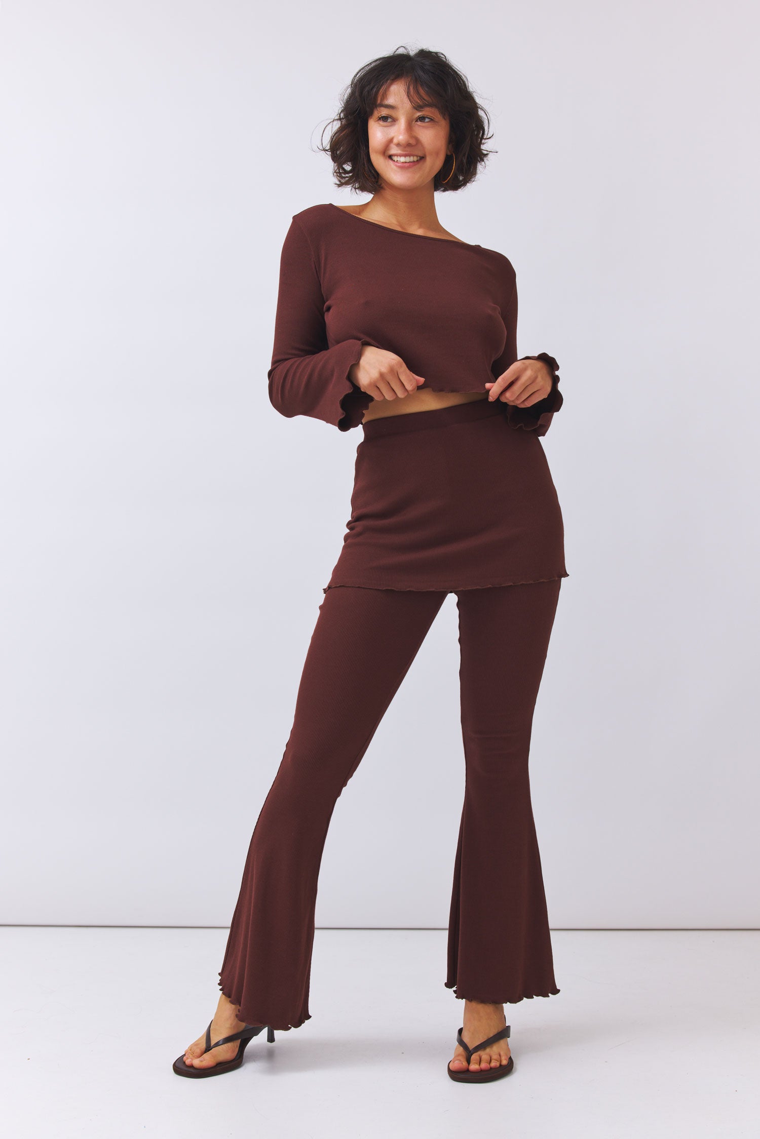 Skirt Flared Pants Batari - dark chocolate