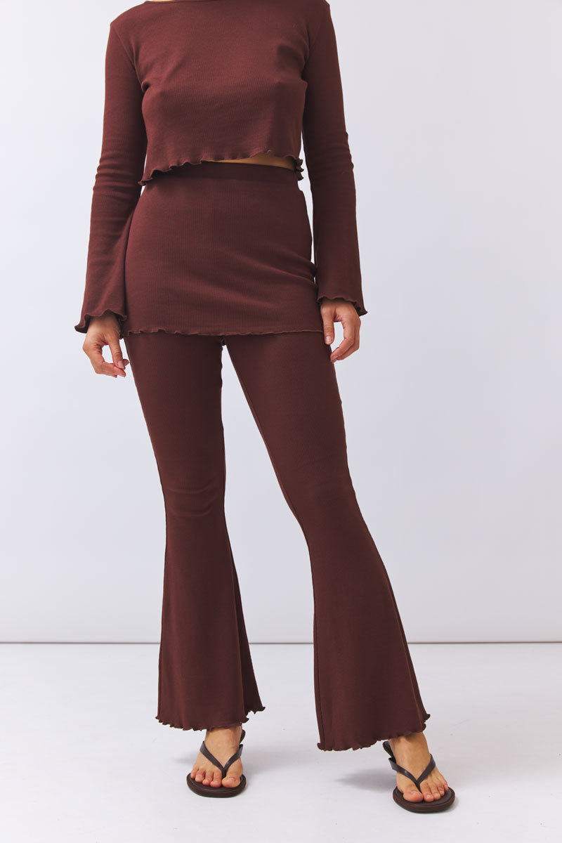 Skirt Flared Pants Batari - dark chocolate