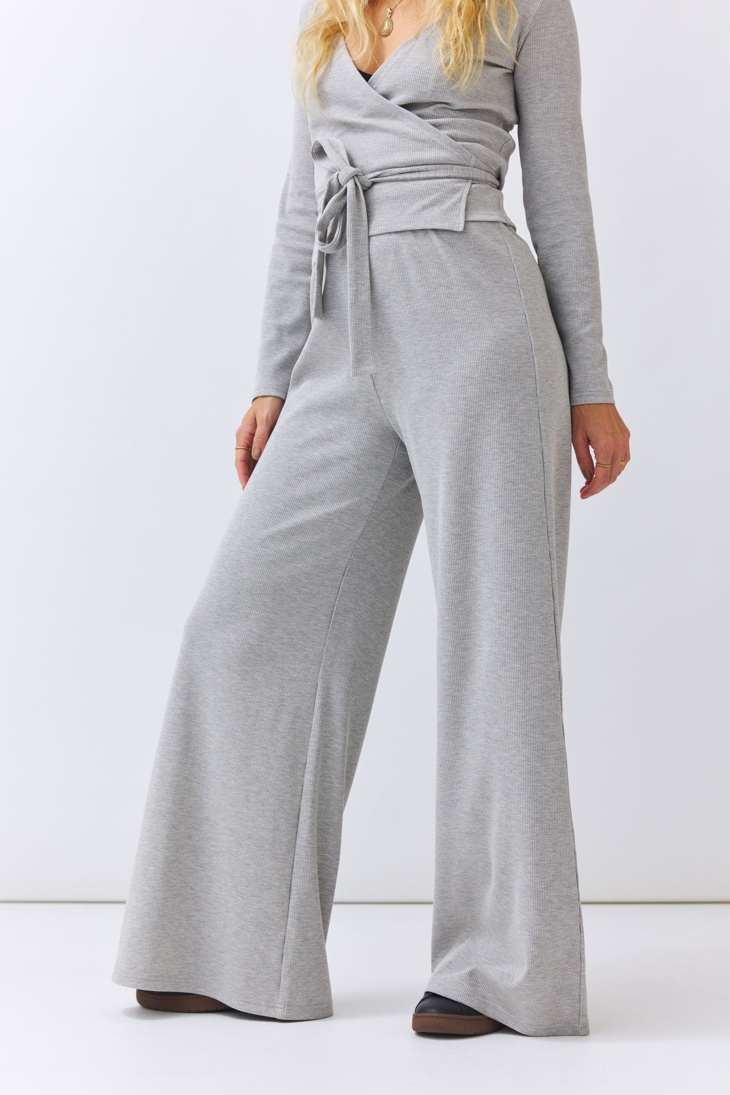 Wide Leg Pants Bessy - grey melange