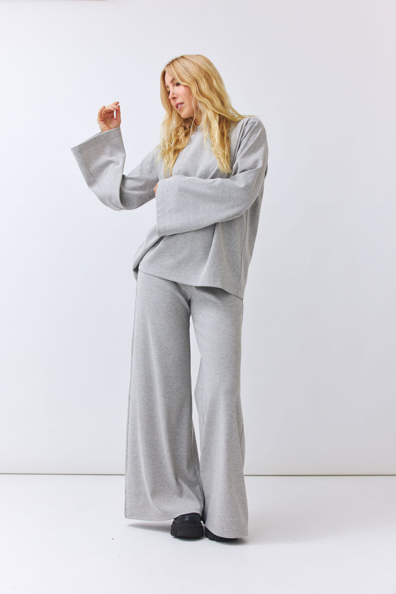 Wide Leg Pants Bessy - grey melange