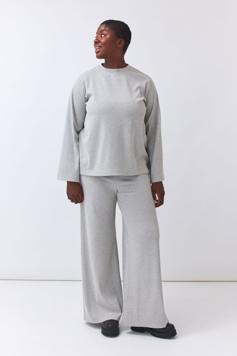 Wide Leg Pants Bessy - grey melange